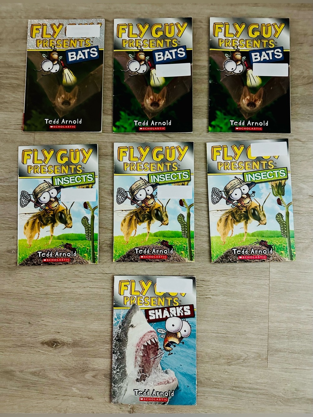 SEVEN (7) Nonfiction Fly Guy Books - Bats/Insects/Sharks